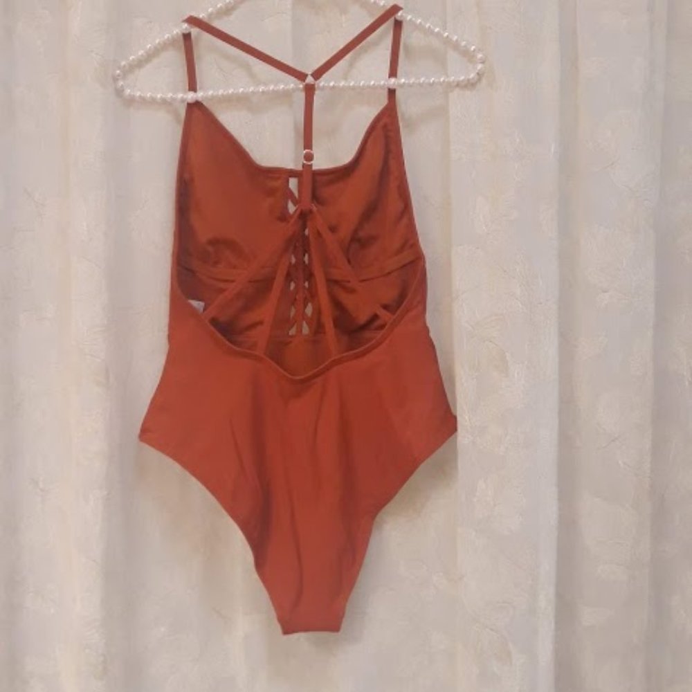 Xhilaration Burnt Orange One Piece Bathing Suit - Picture 5 of 6